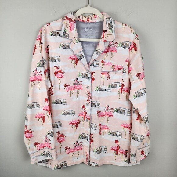 Nick & Nora Other - Nick and Nora pajama top size L cotton flannel flamingo snow